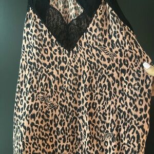 Leopard Print Camisole with Black Lace
